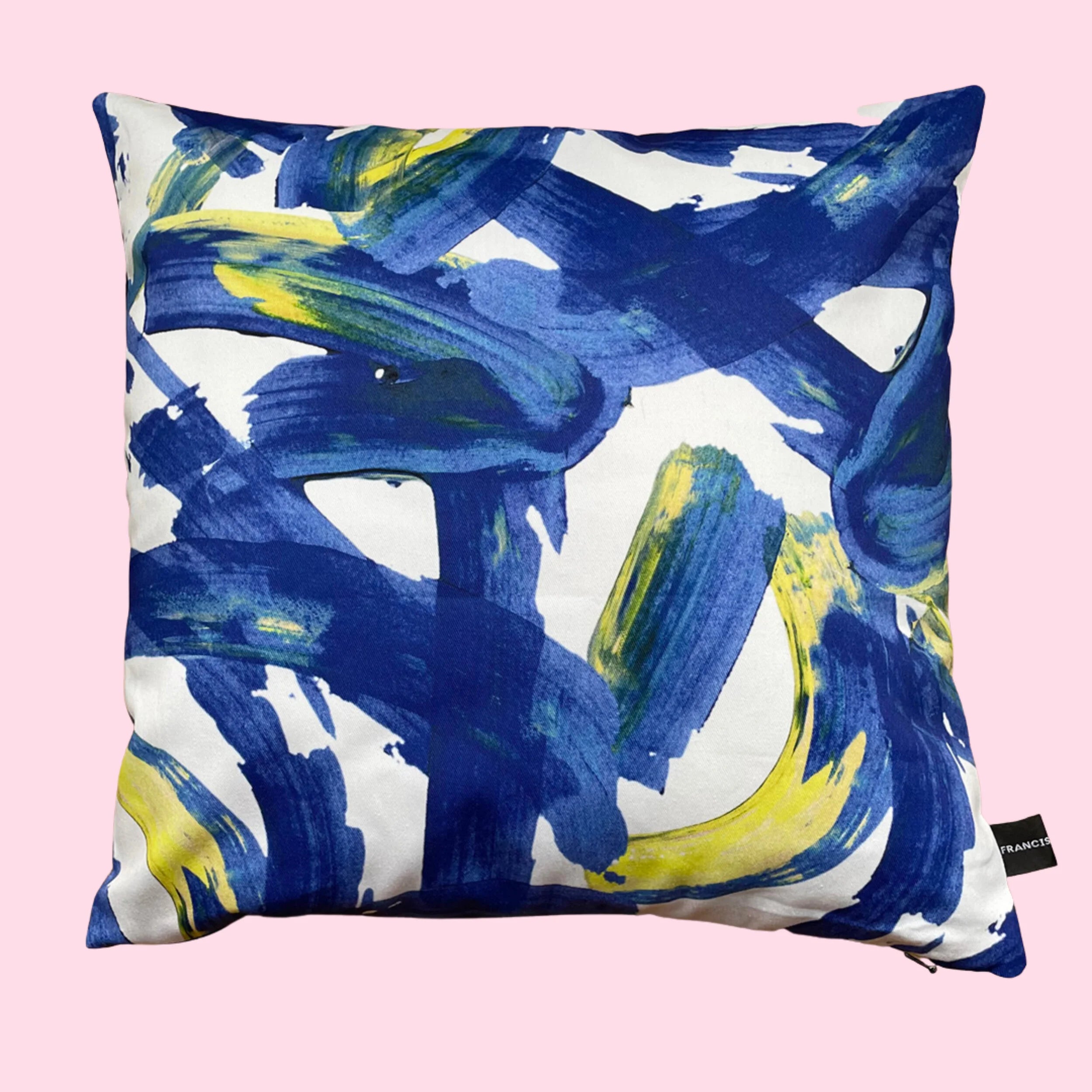 Joy - Blue abstract printed cushion