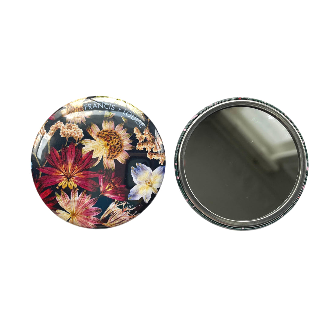 KINGSCOTE BLUE - MULTI-COLOURED FLORAL POCKET MIRROR