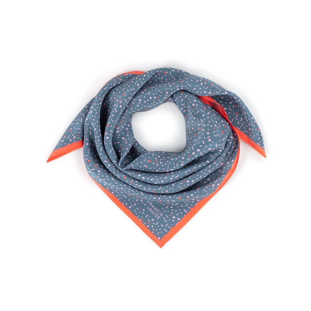 AERIAL GREY - PATTERNED SQUARE SILK SCARF