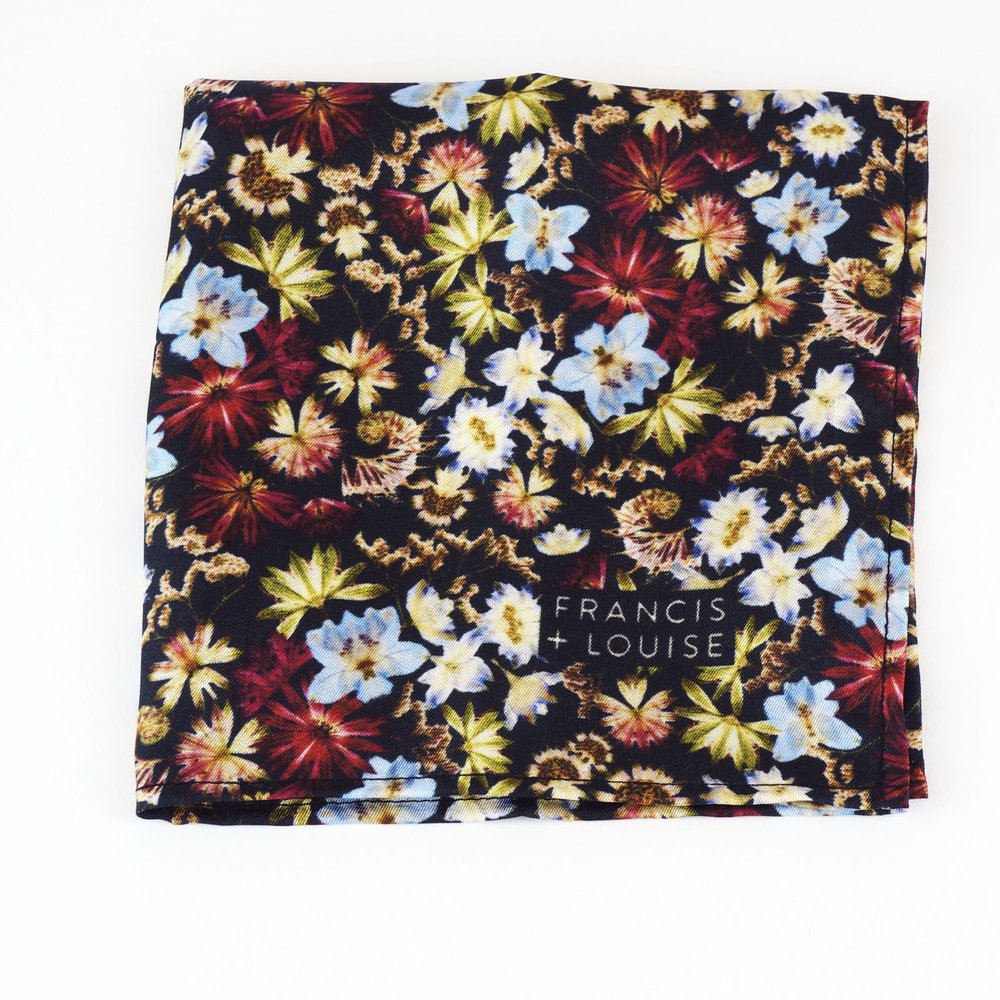 Kingscote Blue - Floral Silk Tie