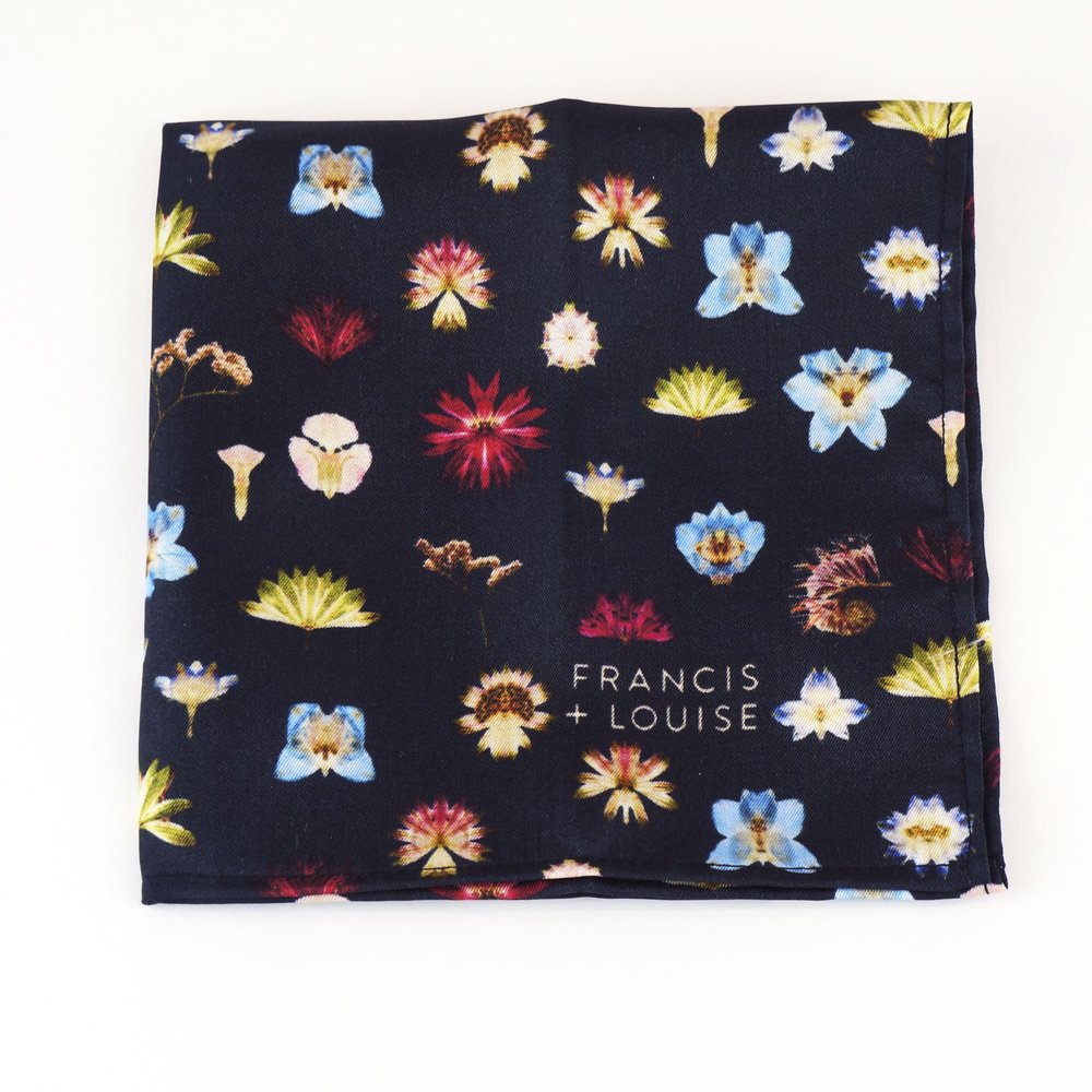Kingscote Blue - Floral Silk Tie