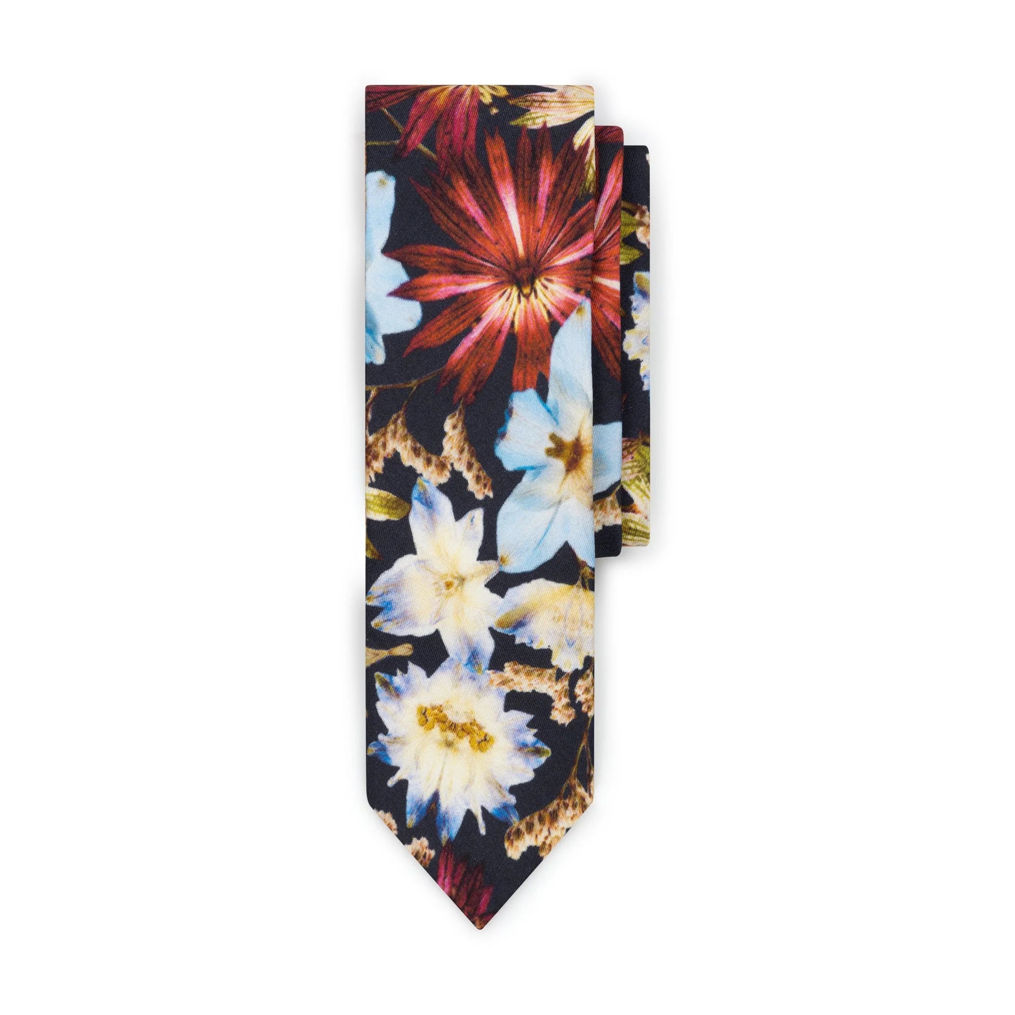 Kingscote Blue - Floral Silk Tie