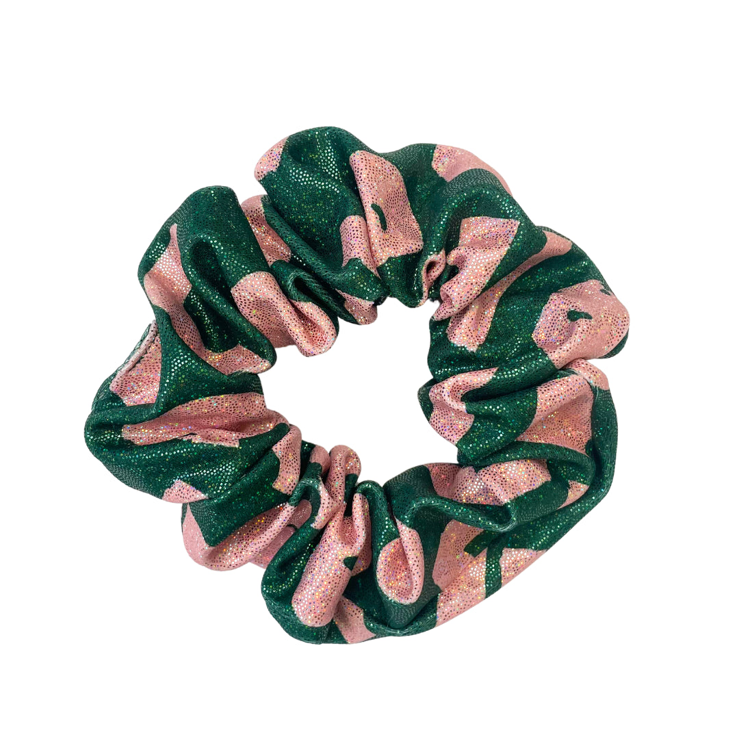 ECO SPARKLE - GREEN - PINK  SCRUNCHIE