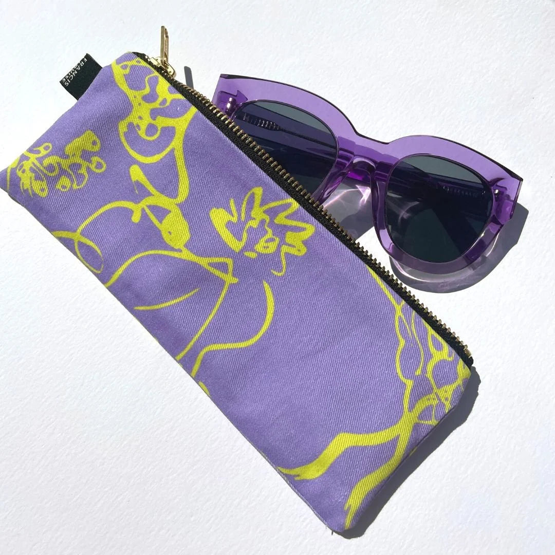 SPRING - LILAC AND YELLOW FLORAL PENCIL / SUNGLASSES CASE
