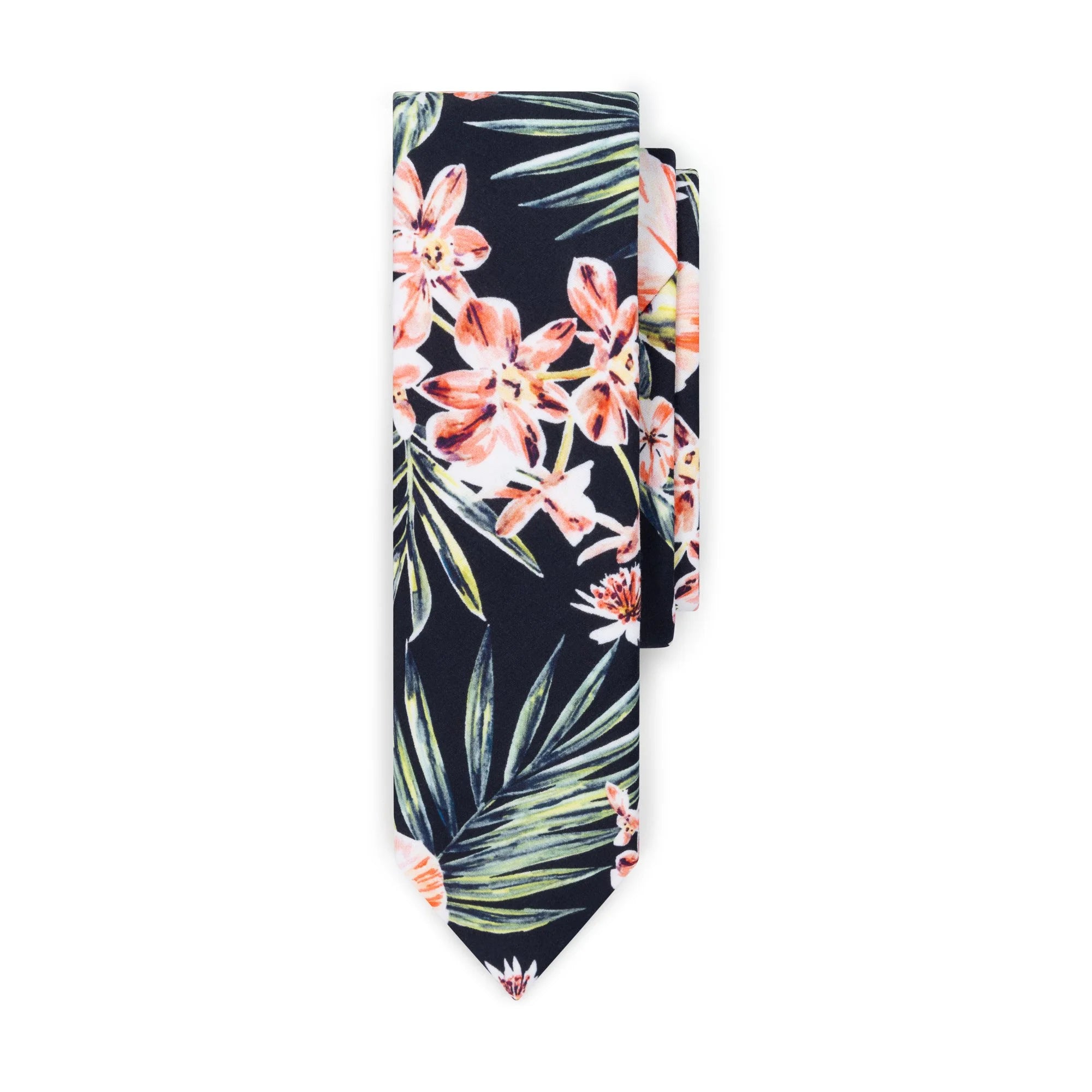 Tokoriki Black & Coral - Tropical cotton Tie