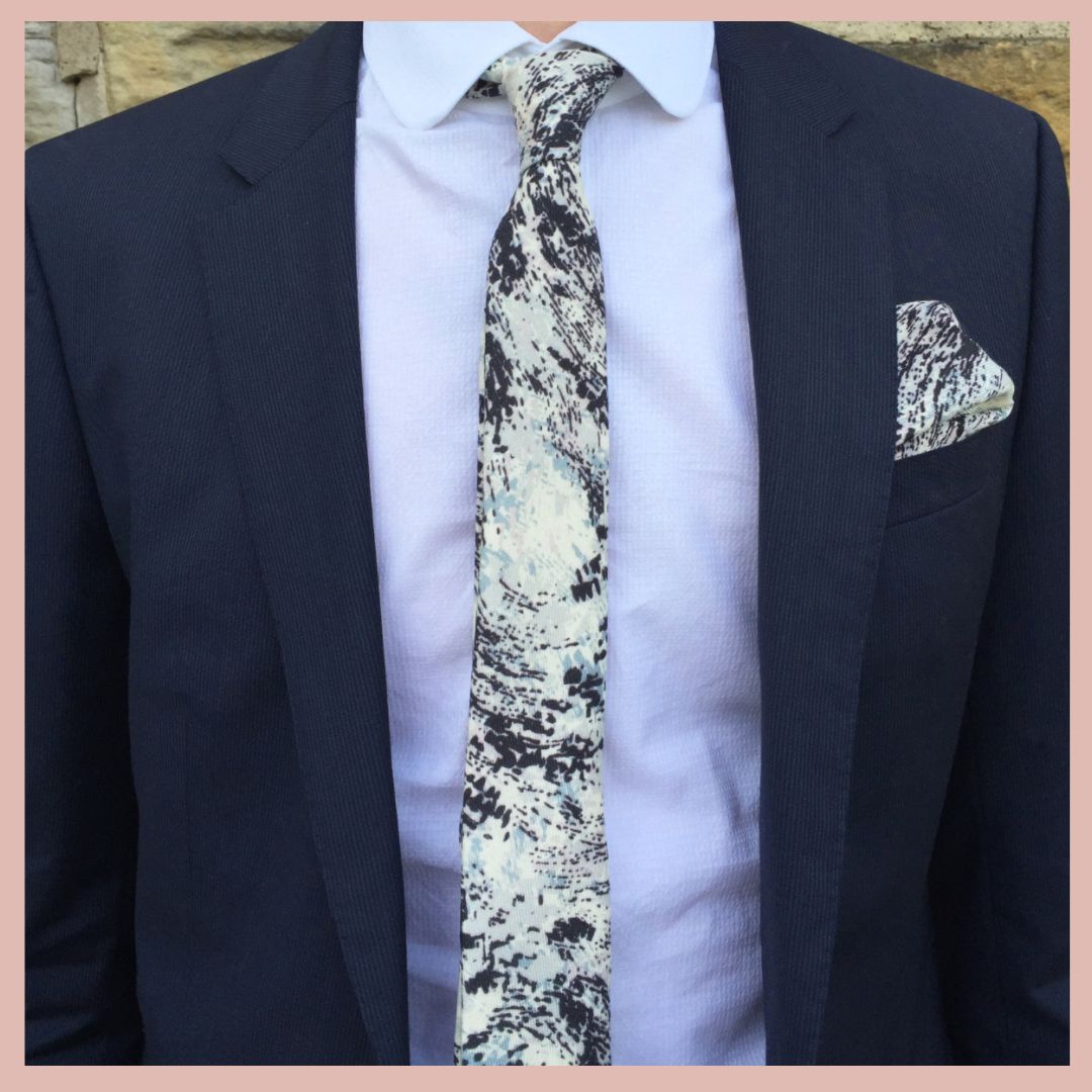 Eve - White Abstract Pocket Square