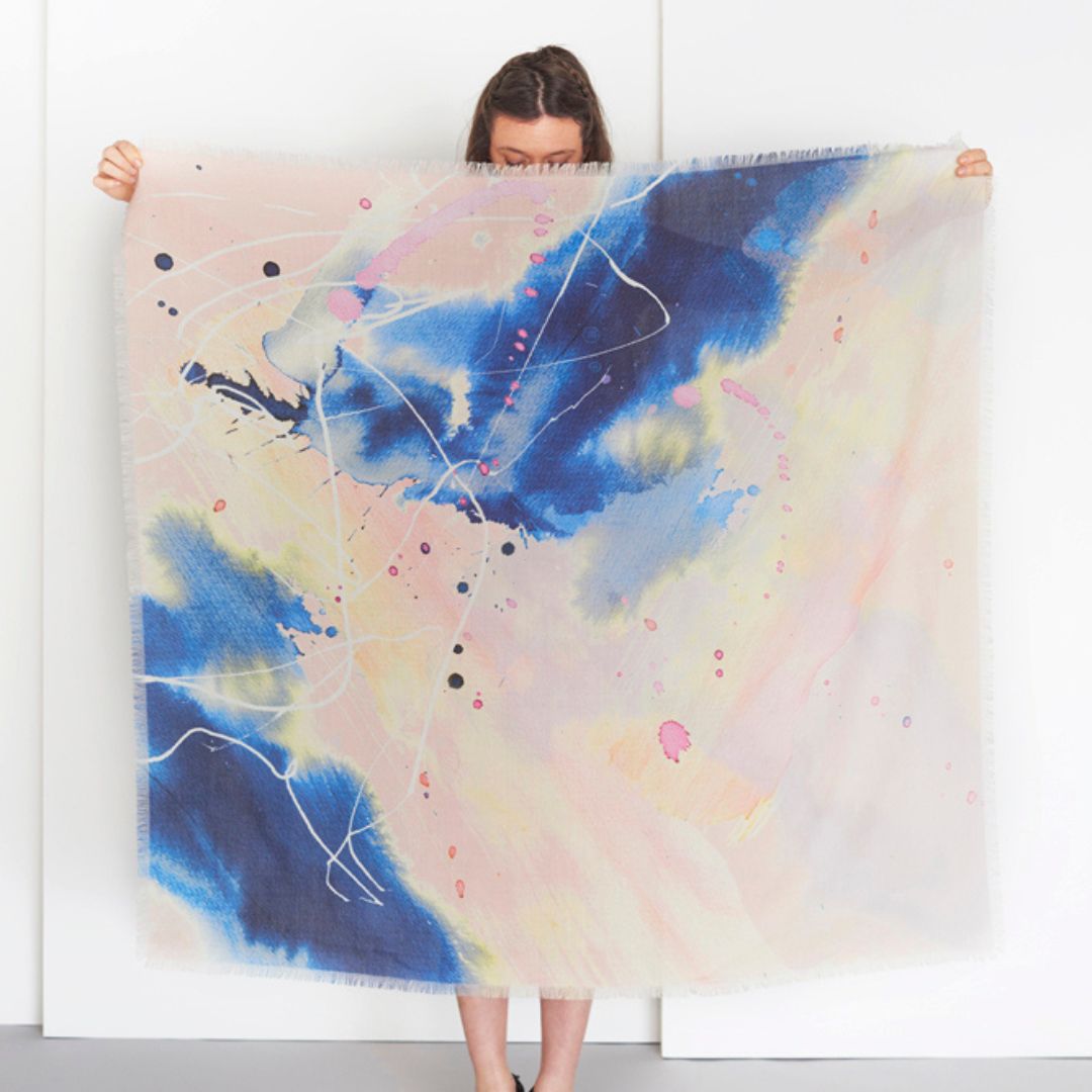 FLOW - MULTI-COLOURED SQUARE SCARF - WOOL