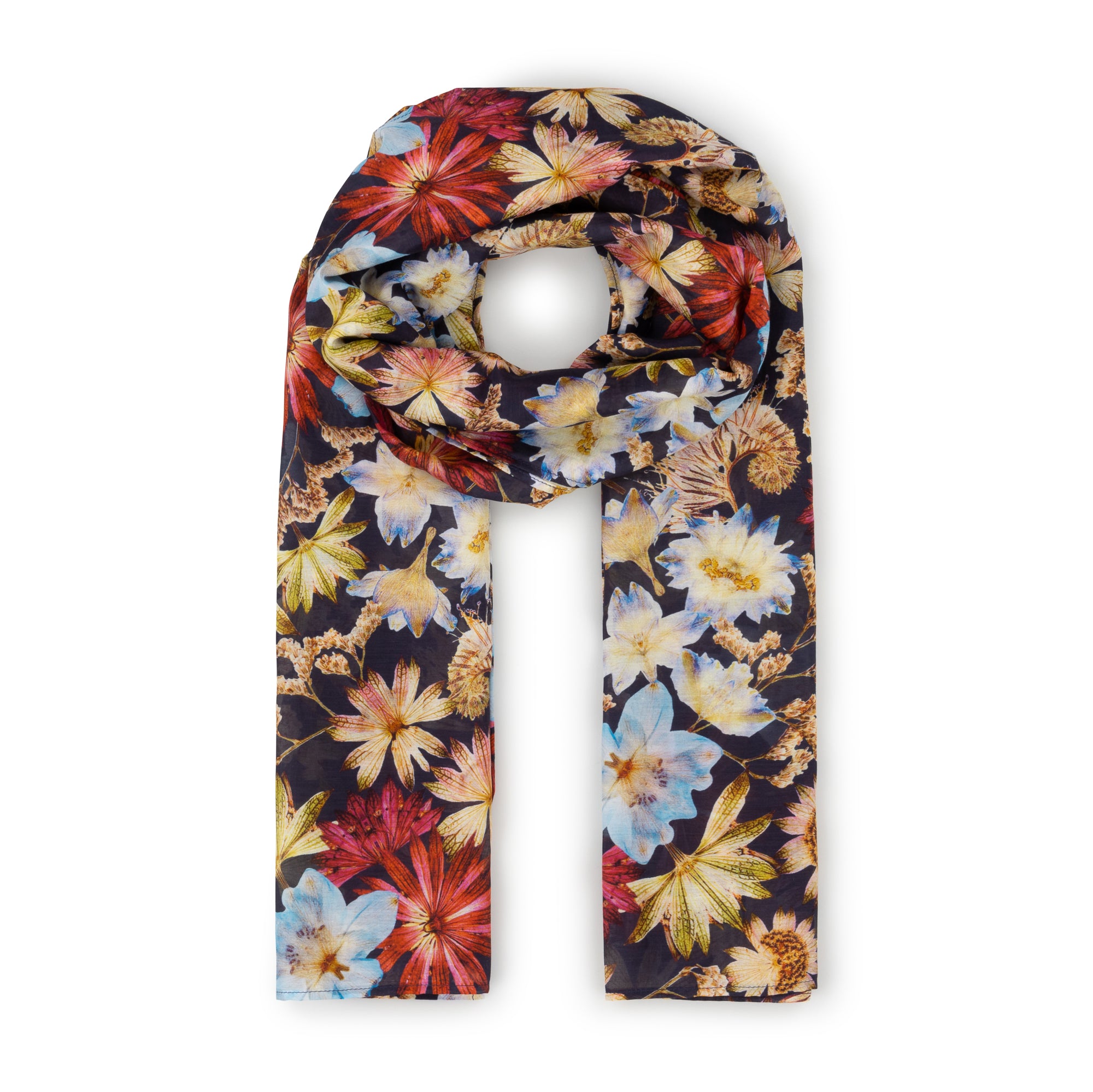 KINGSCOTE BLUE - FLORAL LONG SCARF