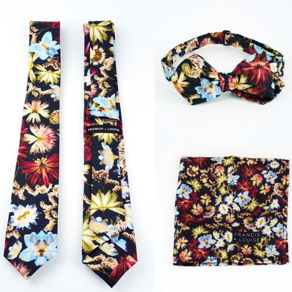 Kingscote Blue - Floral Silk Tie