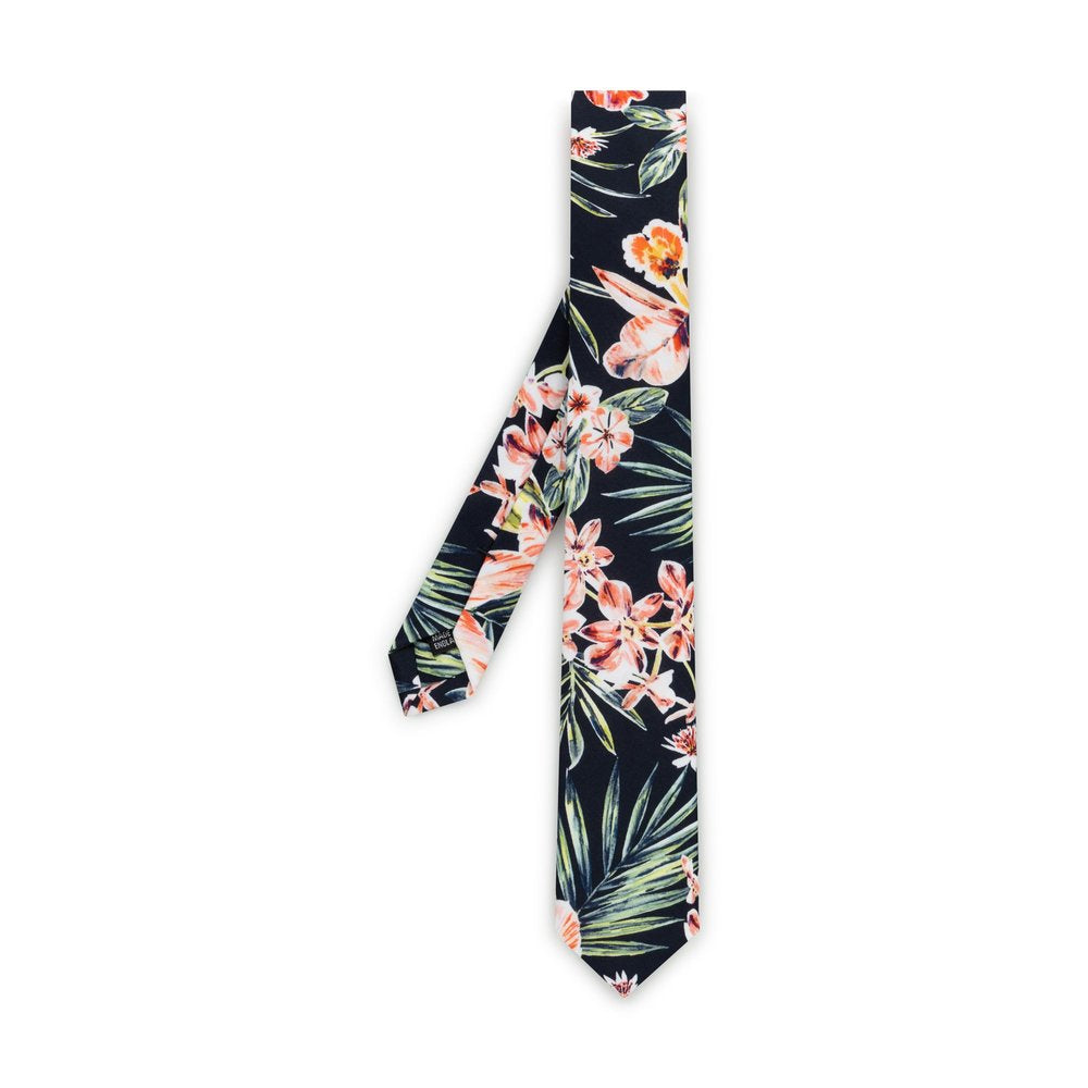Tokoriki Black & Coral - Tropical cotton Tie