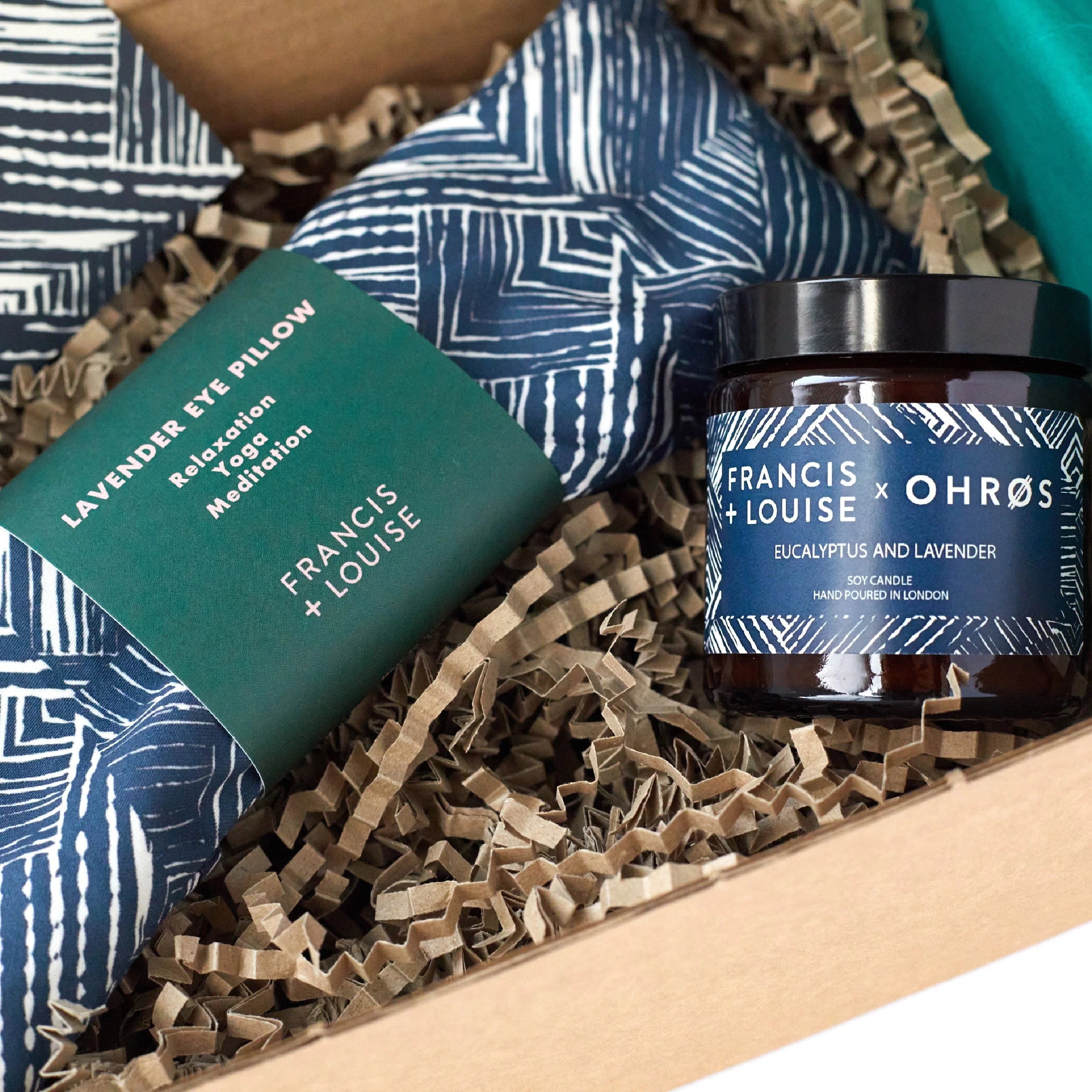 BAWLEY BLUE LAVENDER EYE PILLOW AND CANDLE SELF CARE GIFT SET