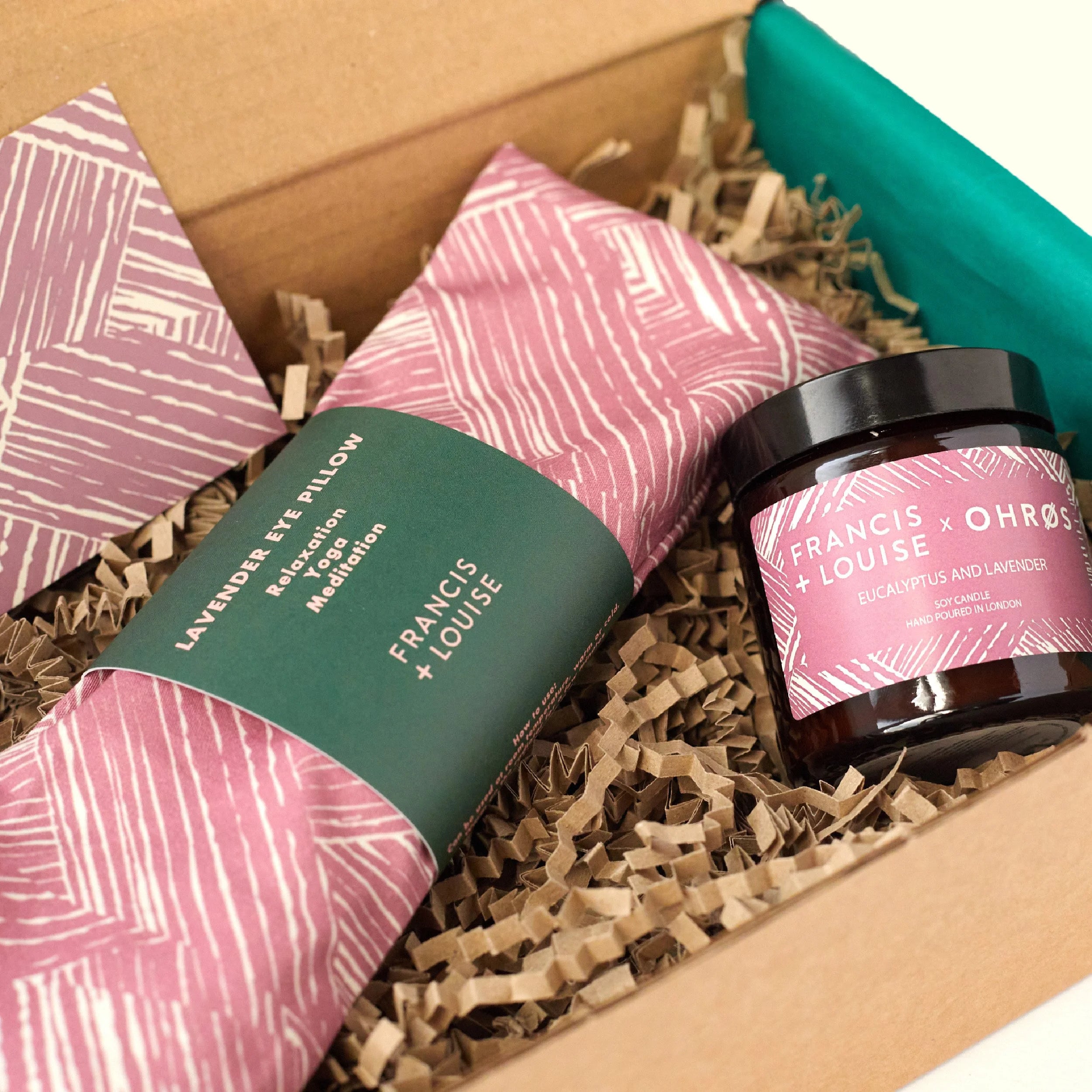 BAWLEY PINK LAVENDER EYE PILLOW AND CANDLE SELF CARE GIFT SET