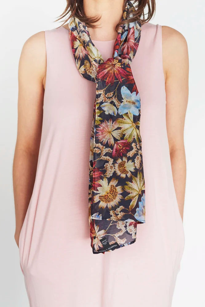 KINGSCOTE BLUE - FLORAL LONG SCARF