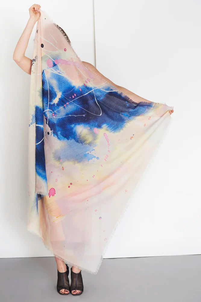 FLOW - MULTI-COLOURED SQUARE SCARF - WOOL