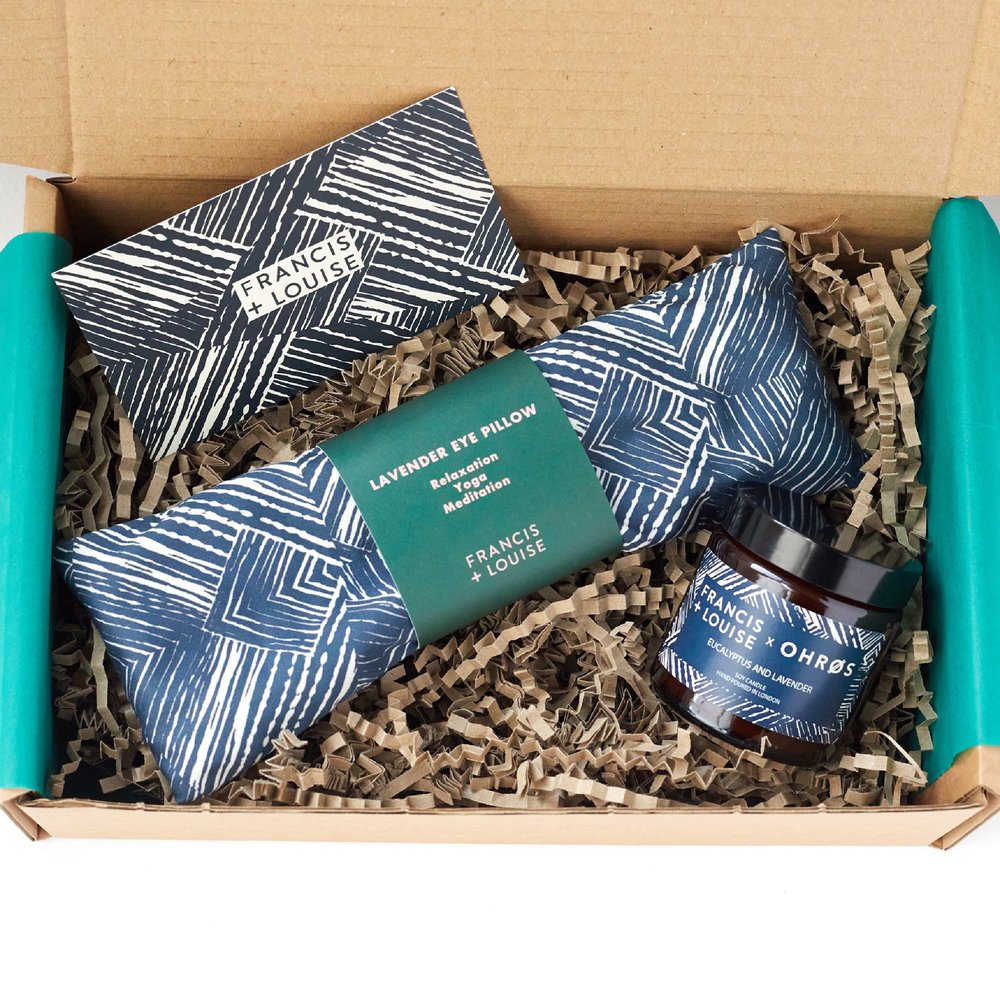 BAWLEY BLUE LAVENDER EYE PILLOW AND CANDLE SELF CARE GIFT SET