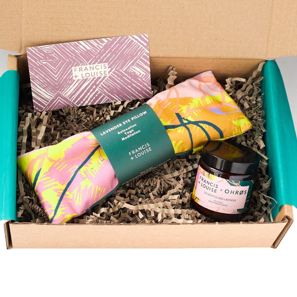 WREN LAVENDER EYE PILLOW AND CANDLE SELF CARE GIFT SET