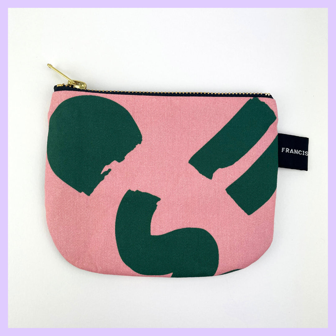 LOVE - GREEN AND PINK ABSTRACT POUCH
