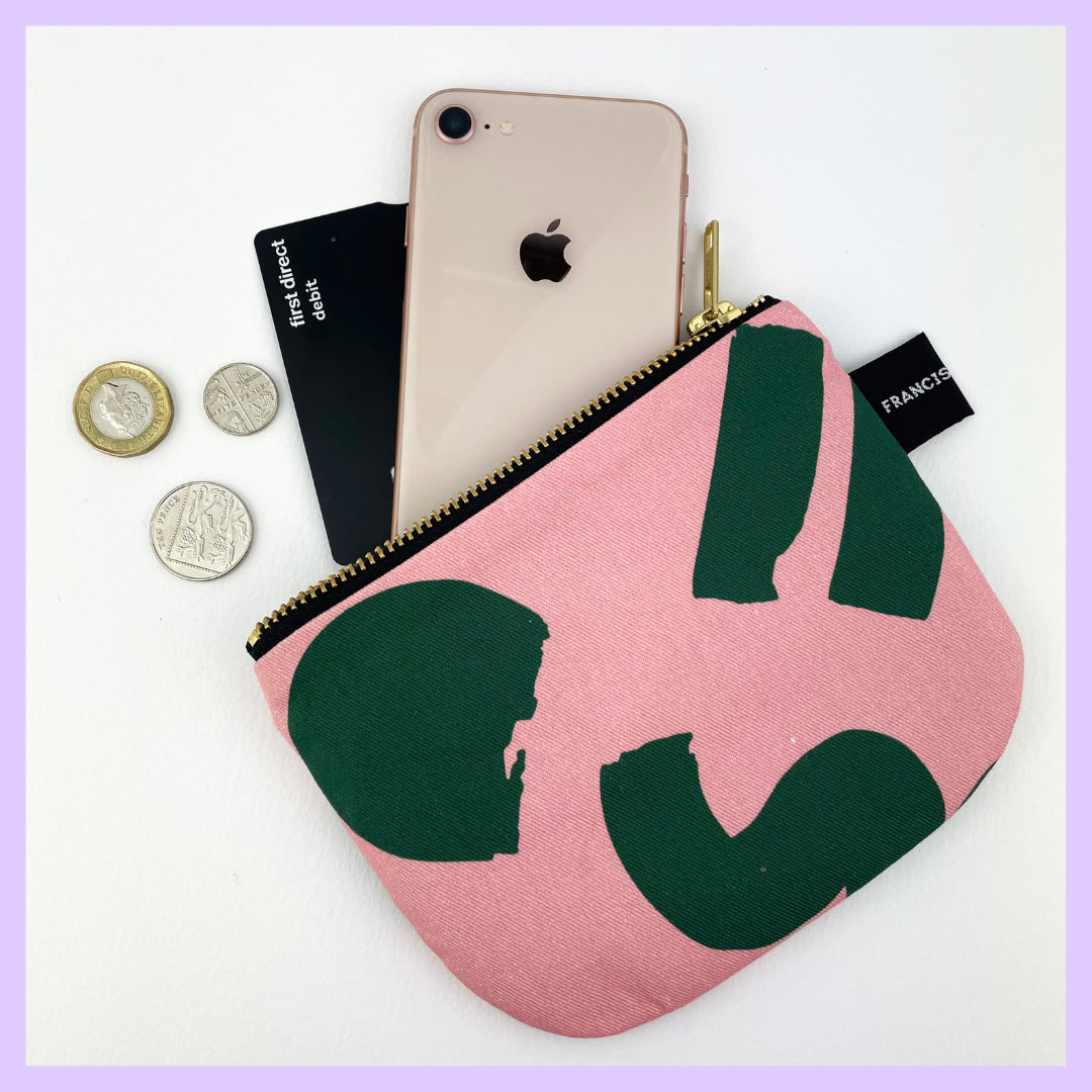 LOVE - BRIGHT GREEN AND PINK POUCH - LIMITED EDITION
