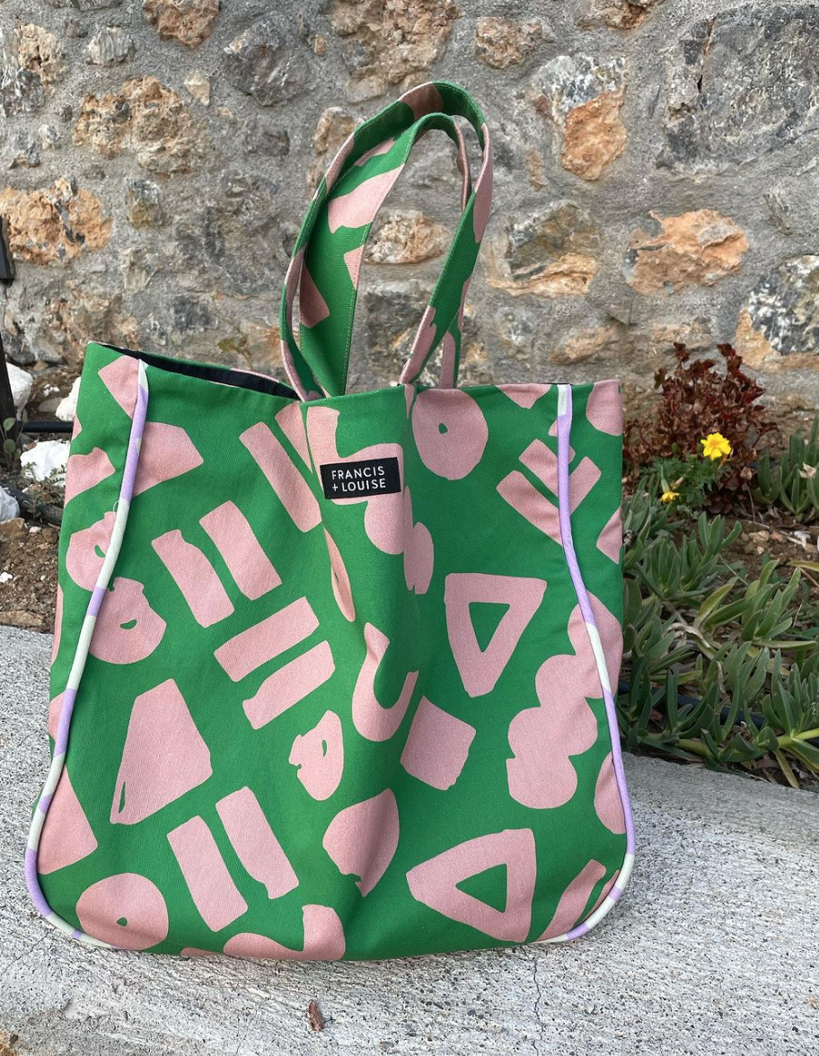 LOVE - GREEN AND PINK TOTE BAG