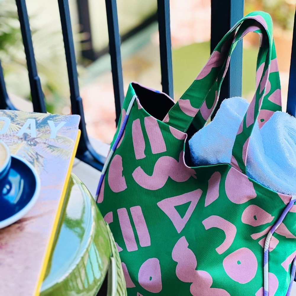 LOVE - GREEN AND PINK TOTE BAG