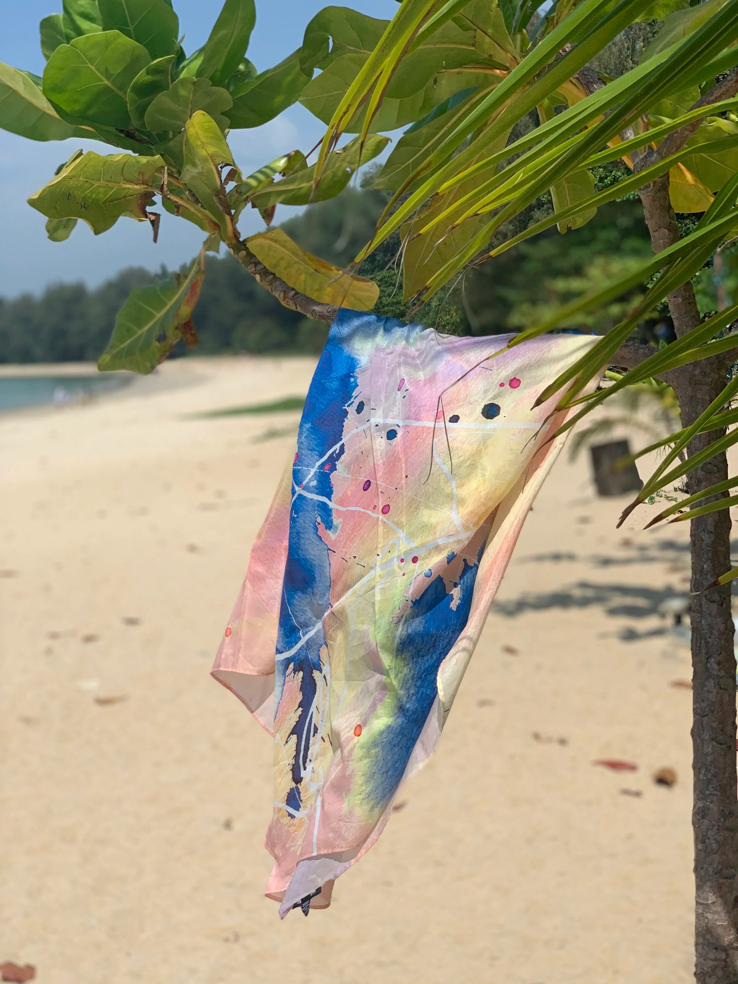 FLOW - MULTI-COLOURED SQUARE SCARF - COTTON / SILK