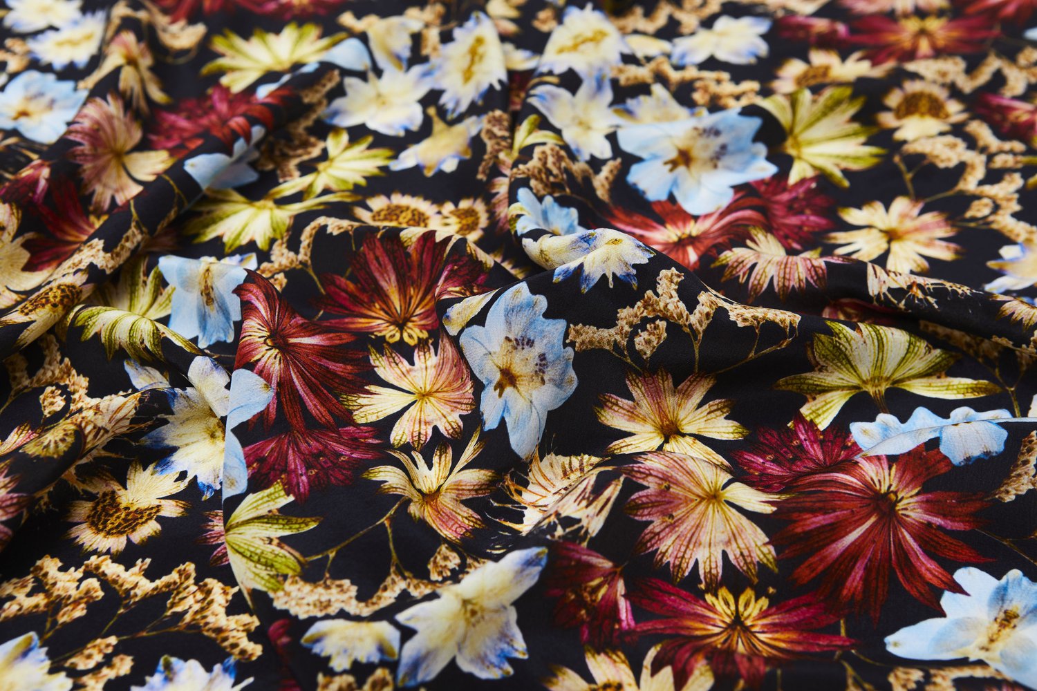 KINGSCOTE BLUE - FLORAL SQUARE SILK SCARF