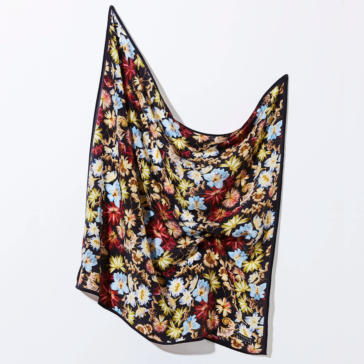 KINGSCOTE BLUE - FLORAL SQUARE SILK SCARF