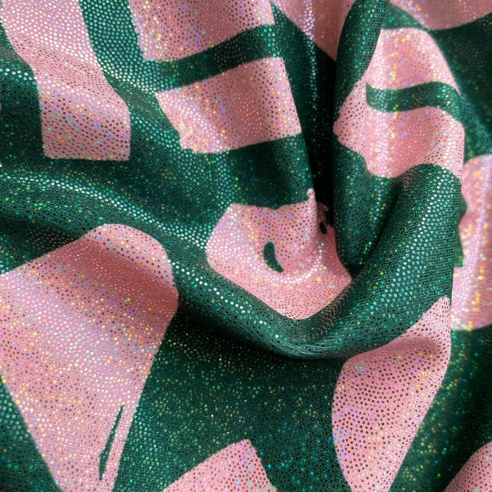 ECO SPARKLE - GREEN - PINK  SCRUNCHIE