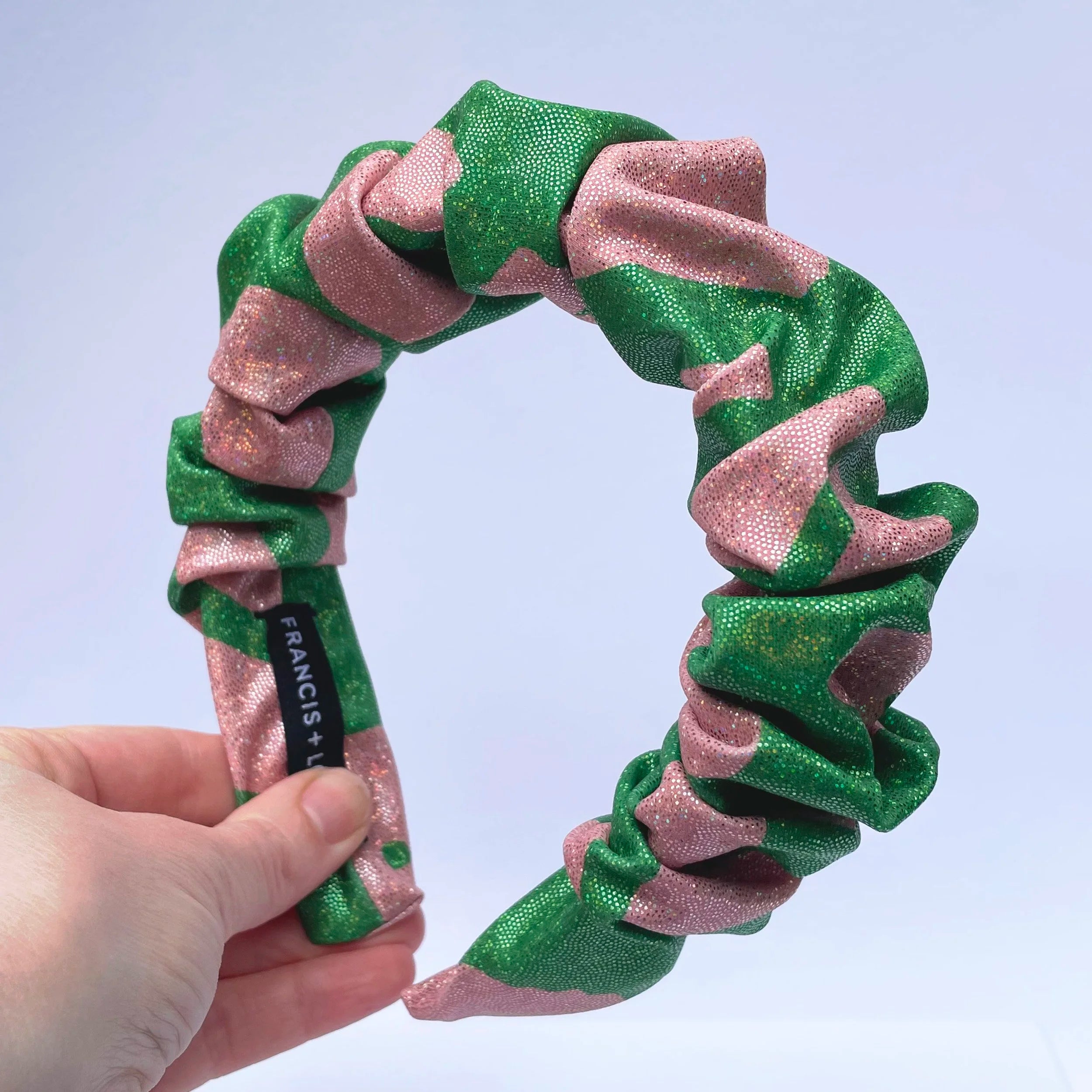 Scrunchie Headband in Love light green Eco Sparkle