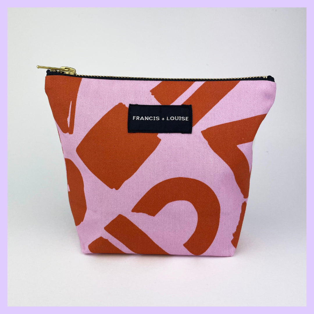LOVE - OCHER AND PINK MAKE UP BAG