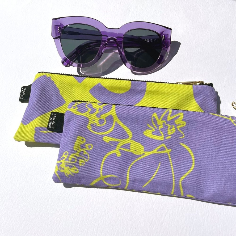 LOVE - LILAC AND YELLOW FLORAL PENCIL / SUNGLASSES CASE
