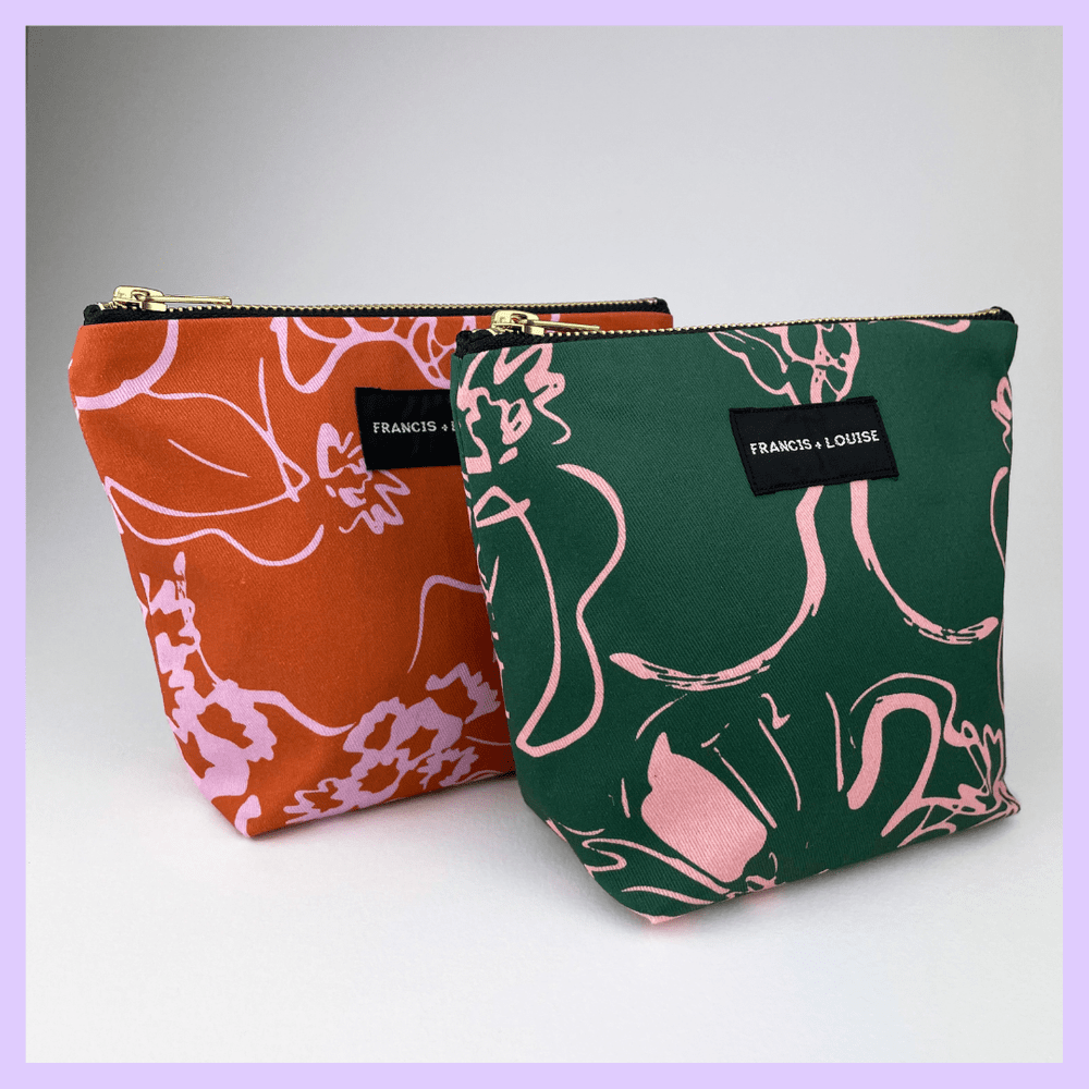 SPRING - OCHER AND PINK MAKE UP BAG