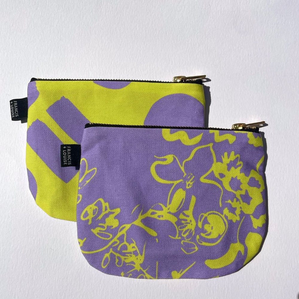 SPRING - LILAC AND YELLOW FLORAL POUCH