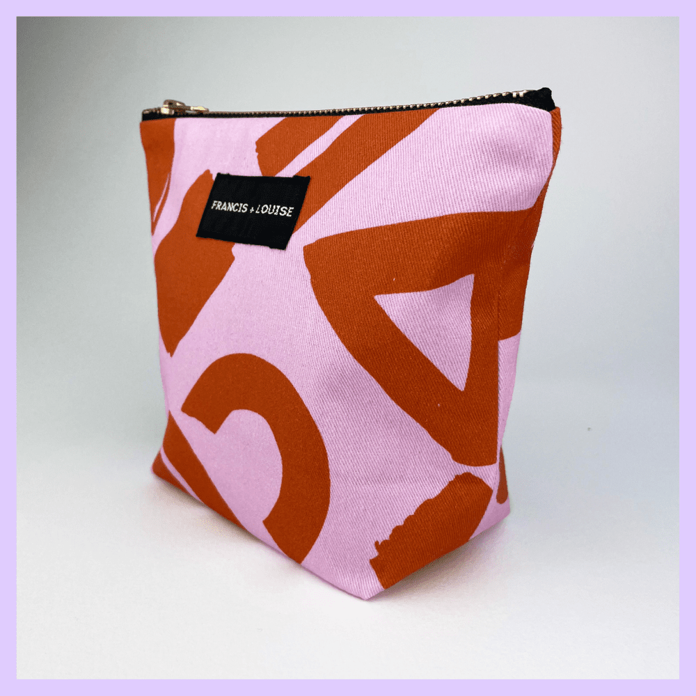 LOVE - OCHER AND PINK MAKE UP BAG