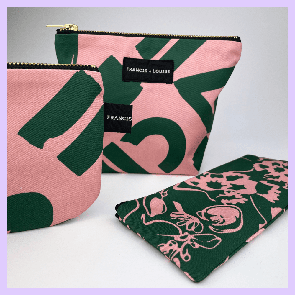 SPRING - GREEN AND PINK FLORAL PENCIL / BRUSH CASE