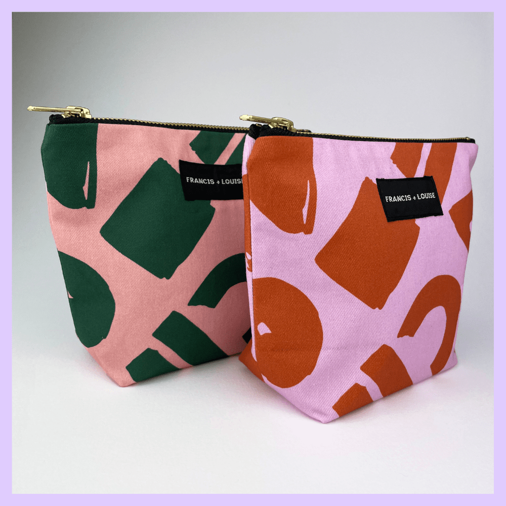 LOVE - OCHER AND PINK MAKE UP BAG