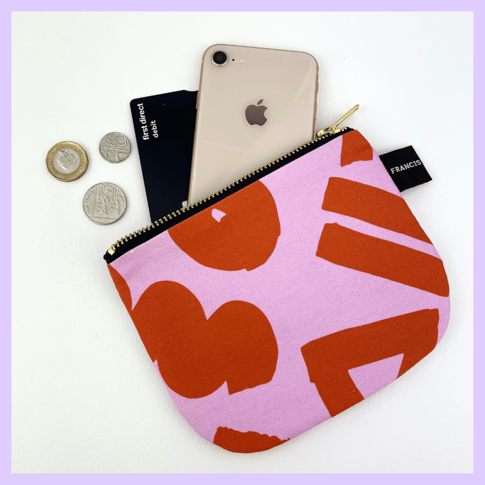 LOVE -  YELLOW AND LILAC ABSTRACT POUCH