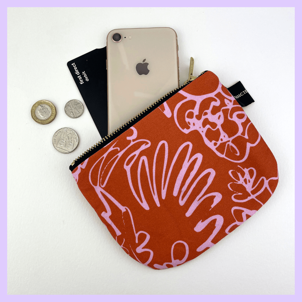 SPRING - OCHER AND PINK FLORAL POUCH