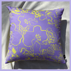 Spring - lilac and yellow floral sketch printed cushion