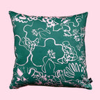 Spring - pink and green floral sketch printed cushion
