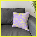 Spring - lilac and yellow floral sketch printed cushion