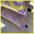 Spring - lilac and yellow floral sketch printed cushion