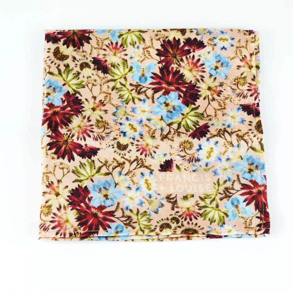 Kingscote Peach - Floral Silk Pocket Tie