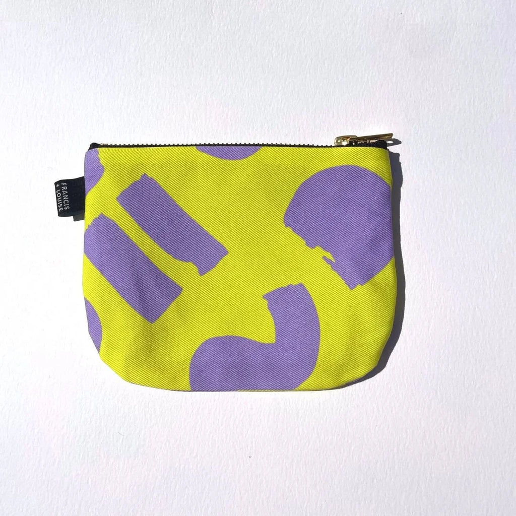 LOVE -  YELLOW AND LILAC ABSTRACT POUCH