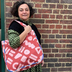 LOVE - AMBER AND CORN BLUE TOTE BAG