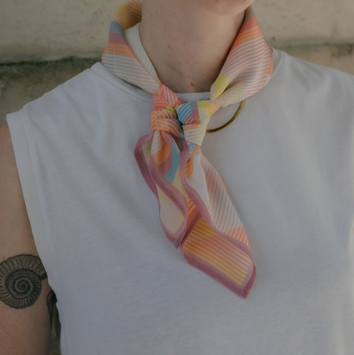 STELLA - GEOMETRIC SQUARE SILK SCARF