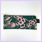 SPRING - GREEN AND PINK FLORAL PENCIL / BRUSH CASE