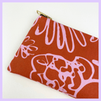 SPRING - OCHER AND PINK FLORAL PENCIL / BRUSH CASE