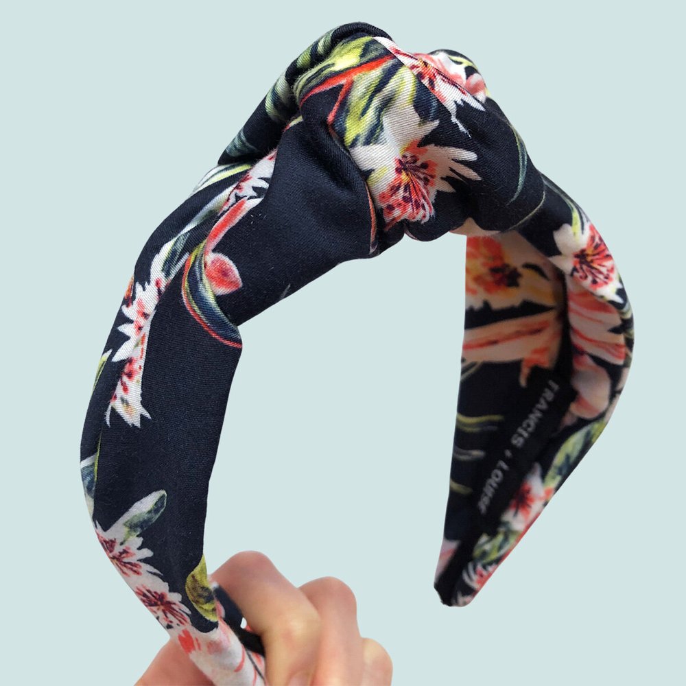 Tokoriki Black & Coral - Floral Knot Headband