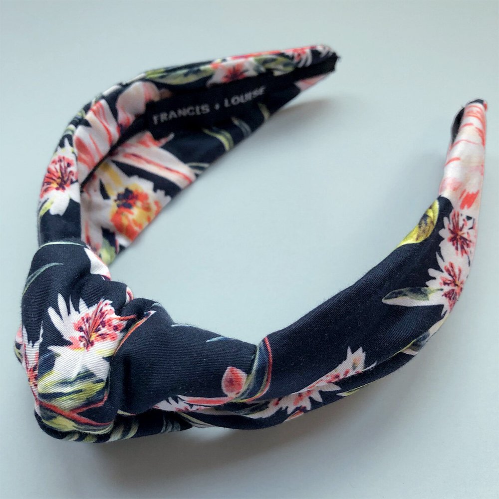 Tokoriki Black & Coral - Floral Knot Headband